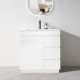 MADRID 900X460X850MM PLYWOOD FLOOR STANDING VANITY - GLOSS WHITE WITH CERAMIC TOP