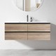 NELSON 1200X460X580MM PLYWOOD WALL HUNG VANITY - BLACK AND LIGHT OAK WITH CERAMIC TOP