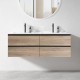 NELSON 1200X460X580MM PLYWOOD WALL HUNG VANITY - BLACK AND LIGHT OAK WITH DOUBLE CERAMIC TOP