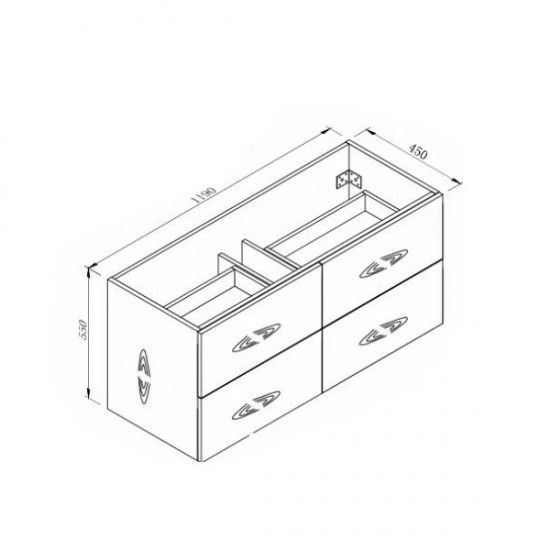 NELSON 1200X460X580MM PLYWOOD WALL HUNG VANITY - BLACK AND LIGHT OAK WITH DOUBLE CERAMIC TOP