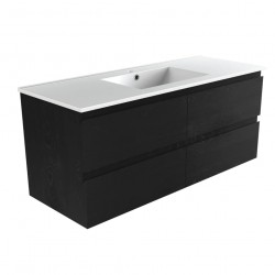 NELSON 1200X460X580MM PLYWOOD WALL HUNG VANITY - BLACK WITH CERAMIC TOP NELSON 1200X460X580MM PLYWOOD WALL HUNG VANITY - BLACK WITH CERAMIC TOP