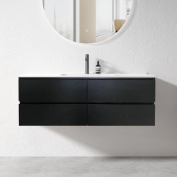 NELSON 1200X460X580MM PLYWOOD WALL HUNG VANITY - BLACK WITH CERAMIC TOP NELSON 1200X460X580MM PLYWOOD WALL HUNG VANITY - BLACK WITH CERAMIC TOP