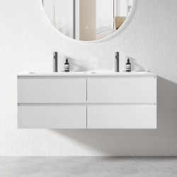 NELSON 1200X460X580MM PLYWOOD WALL HUNG VANITY - GLOSS WHITE WITH DOUBLE CERAMIC TOP NELSON 1200X460X580MM PLYWOOD WALL HUNG VANITY - GLOSS WHITE WITH DOUBLE CERAMIC TOP
