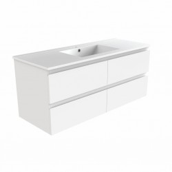 NELSON 1500X460X580MM PLYWOOD WALL HUNG VANITY - GLOSS WHITE WITH CERAMIC TOP NELSON 1500X460X580MM PLYWOOD WALL HUNG VANITY - GLOSS WHITE WITH CERAMIC TOP