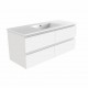 NELSON 1500X460X580MM PLYWOOD WALL HUNG VANITY - GLOSS WHITE WITH POLYMARBLE TOP