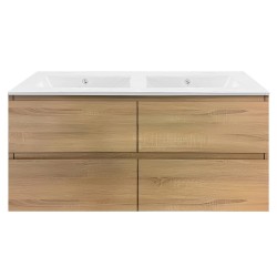 NELSON 1500X460X580MM PLYWOOD WALL HUNG VANITY - LIGHT OAK WITH DOUBLE CERAMIC TOP NELSON 1500X460X580MM PLYWOOD WALL HUNG VANITY - LIGHT OAK WITH DOUBLE CERAMIC TOP