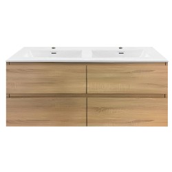 NELSON 1800X460X580MM PLYWOOD WALL HUNG VANITY - LIGHT OAK WITH DOUBLE POLYMARBLE TOP NELSON 1800X460X580MM PLYWOOD WALL HUNG VANITY - LIGHT OAK WITH DOUBLE POLYMARBLE TOP