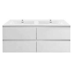 NELSON 1800X460X580MM PLYWOOD WALL HUNG VANITY - GLOSS WHITE WITH DOUBLE POLYMARBLE TOP NELSON 1800X460X580MM PLYWOOD WALL HUNG VANITY - GLOSS WHITE WITH DOUBLE POLYMARBLE TOP