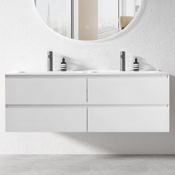 NELSON 1800X460X580MM PLYWOOD WALL HUNG VANITY - GLOSS WHITE WITH DOUBLE POLYMARBLE TOP NELSON 1800X460X580MM PLYWOOD WALL HUNG VANITY - GLOSS WHITE WITH DOUBLE POLYMARBLE TOP