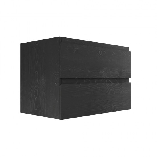 NELSON 600X460X580MM PLYWOOD WALL HUNG VANITY - BLACK WITH CERAMIC TOP