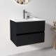 NELSON 600X460X580MM PLYWOOD WALL HUNG VANITY - BLACK WITH CERAMIC TOP