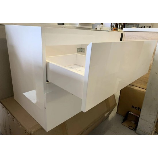 NELSON 750X460X580MM PLYWOOD WALL HUNG VANITY - GLOSS WHITE WITH CERAMIC TOP