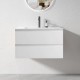 NELSON 750X460X580MM PLYWOOD WALL HUNG VANITY - GLOSS WHITE WITH CERAMIC TOP