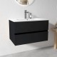 NELSON 900X460X580MM PLYWOOD WALL HUNG VANITY - BLACK WITH CERAMIC TOP