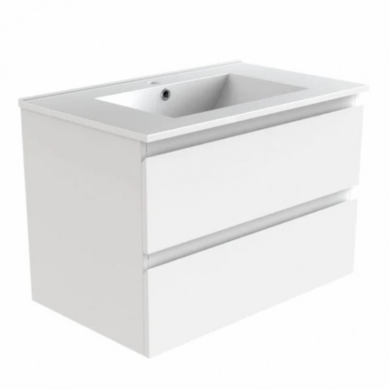 NELSON 900X460X580MM PLYWOOD WALL HUNG VANITY - GLOSS WHITE WITH CERAMIC TOP