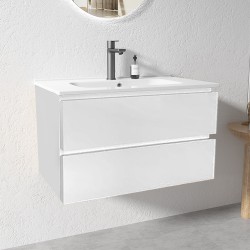 NELSON 900X460X580MM PLYWOOD WALL HUNG VANITY - GLOSS WHITE WITH CERAMIC TOP NELSON 900X460X580MM PLYWOOD WALL HUNG VANITY - GLOSS WHITE WITH CERAMIC TOP
