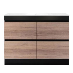 POLO 1200X460X850MM PLYWOOD FLOOR STANDING VANITY - BLACK AND LIGHT OAK WITH CERAMIC TOP POLO 1200X460X850MM PLYWOOD FLOOR STANDING VANITY - BLACK AND LIGHT OAK WITH CERAMIC TOP