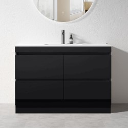 POLO 1200X450X850MM PLYWOOD FLOOR STANDING VANITY - BLACK WITH CERAMIC TOP POLO 1200X450X850MM PLYWOOD FLOOR STANDING VANITY - BLACK WITH CERAMIC TOP