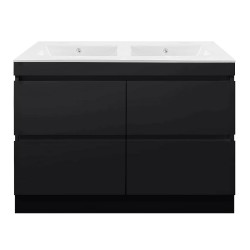POLO 1200X450X850MM PLYWOOD FLOOR STANDING VANITY - BLACK WITH DOUBLE CERAMIC TOP POLO 1200X450X850MM PLYWOOD FLOOR STANDING VANITY - BLACK WITH DOUBLE CERAMIC TOP
