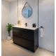 POLO 1200X450X850MM PLYWOOD FLOOR STANDING VANITY - BLACK WITH CERAMIC TOP