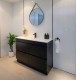 POLO 1500X450X850MM PLYWOOD FLOOR STANDING VANITY - BLACK WITH CERAMIC TOP