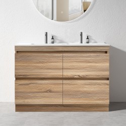 POLO 1200X460X850MM PLYWOOD FLOOR STANDING VANITY - LIGHT OAK WITH DOUBLE CERAMIC TOP POLO 1200X460X850MM PLYWOOD FLOOR STANDING VANITY - LIGHT OAK WITH DOUBLE CERAMIC TOP