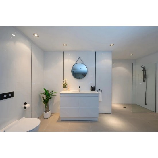 POLO 1200X450X850MM PLYWOOD FLOOR STANDING VANITY - GLOSS WHITE WITH CERAMIC TOP