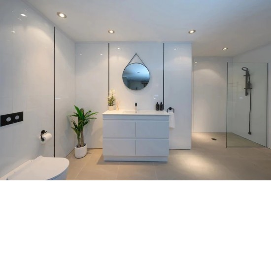 POLO 1500X450X850MM PLYWOOD FLOOR STANDING VANITY - GLOSS WHITE WITH CERAMIC TOP