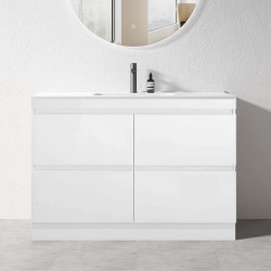 POLO 1200X450X850MM PLYWOOD FLOOR STANDING VANITY - GLOSS WHITE WITH CERAMIC TOP POLO 1200X450X850MM PLYWOOD FLOOR STANDING VANITY - GLOSS WHITE WITH CERAMIC TOP