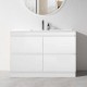 POLO 1200X450X850MM PLYWOOD FLOOR STANDING VANITY - GLOSS WHITE WITH CERAMIC TOP