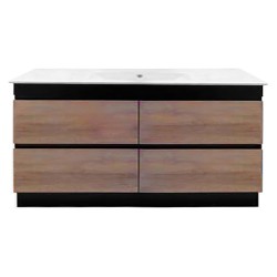 POLO 1500X460X850MM PLYWOOD FLOOR STANDING VANITY - BLACK AND LIGHT OAK WITH CERAMIC TOP POLO 1500X460X850MM PLYWOOD FLOOR STANDING VANITY - BLACK AND LIGHT OAK WITH CERAMIC TOP