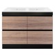 POLO 1500X460X850MM PLYWOOD FLOOR STANDING VANITY - BLACK AND LIGHT OAK WITH DOUBLE CERAMIC TOP