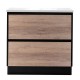 POLO 600X460X850MM PLYWOOD FLOOR STANDING VANITY - BLACK AND LIGHT OAK WITH CERAMIC TOP