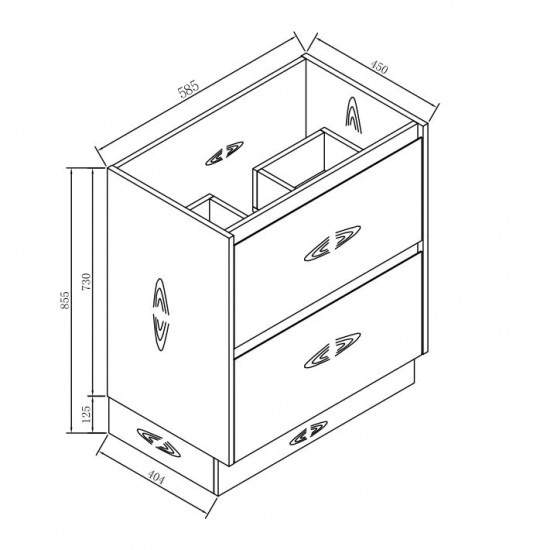 POLO 600X460X850MM PLYWOOD FLOOR STANDING VANITY - GLOSS WHITE WITH CERAMIC TOP