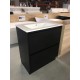 POLO 750X460X850MM PLYWOOD FLOOR STANDING VANITY - BLACK WITH CERAMIC TOP