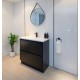 POLO 600X460X860MM PLYWOOD FLOOR STANDING VANITY - BLACK WITH CERAMIC TOP