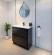 POLO 750X460X850MM PLYWOOD FLOOR STANDING VANITY - BLACK WITH CERAMIC TOP