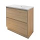 POLO 600X460X850MM PLYWOOD FLOOR STANDING VANITY - LIGHT OAK WITH CERAMIC TOP