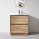 POLO 600X460X850MM PLYWOOD FLOOR STANDING VANITY - LIGHT OAK WITH CERAMIC TOP