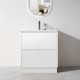 POLO 600X460X850MM PLYWOOD FLOOR STANDING VANITY - GLOSS WHITE WITH CERAMIC TOP
