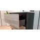 POLO 750X460X850MM PLYWOOD FLOOR STANDING VANITY - BLACK AND LIGHT OAK WITH CERAMIC TOP
