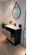 POLO 750X460X850MM PLYWOOD FLOOR STANDING VANITY - BLACK AND LIGHT OAK WITH CERAMIC TOP