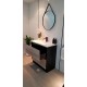 POLO 900X460X850MM PLYWOOD FLOOR STANDING VANITY - BLACK AND LIGHT OAK WITH CERAMIC TOP