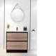 POLO 1000X460X850MM PLYWOOD FLOOR STANDING VANITY - BLACK AND LIGHT OAK WITH CERAMIC TOP