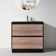 POLO 900X460X850MM PLYWOOD FLOOR STANDING VANITY - BLACK AND LIGHT OAK WITH BLACK POLYMARBLE TOP POLO 900X460X850MM PLYWOOD FLOOR STANDING VANITY - BLACK AND LIGHT OAK WITH BLACK POLYMARBLE TOP