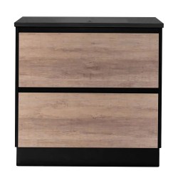 POLO 900X460X850MM PLYWOOD FLOOR STANDING VANITY - BLACK AND LIGHT OAK WITH BLACK POLYMARBLE TOP POLO 900X460X850MM PLYWOOD FLOOR STANDING VANITY - BLACK AND LIGHT OAK WITH BLACK POLYMARBLE TOP