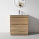 SLIM 600X360X860MM PLYWOOD FLOOR STANDING VANITY - LIGHT OAK WITH CERAMIC TOP