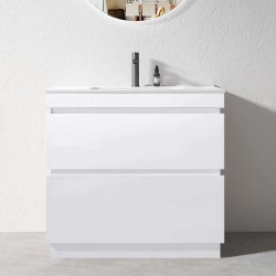 SLIM 900X360X860MM PLYWOOD FLOOR STANDING VANITY - GlOSS WHITE WITH CERAMIC TOP SLIM 900X360X860MM PLYWOOD FLOOR STANDING VANITY - GlOSS WHITE WITH CERAMIC TOP