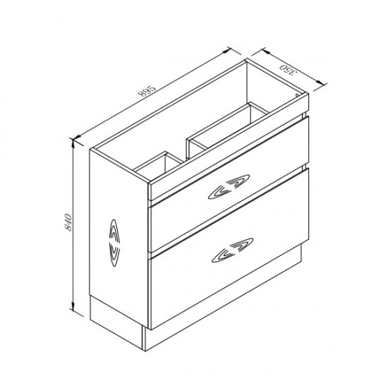 SLIM 900X360X860MM PLYWOOD FLOOR STANDING VANITY - GlOSS WHITE WITH CERAMIC TOP