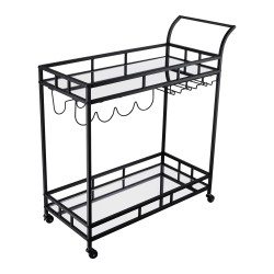 Bar Trolley with Mirror Shelves Rolling Wine and Service Trolley With Wine Rack And Glass Holder Modern Home Bar Storage Trolley Suitable for Kitchen and Restaurant Bar Trolley with Mirror Shelves Rolling Wine and Service Trolley With Wine Rack And Glass Holder Modern Home Bar Storage Trolley Suitable for Kitchen and Restaurant